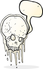 cartoon scary skull with speech bubble