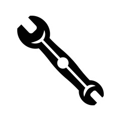 Spanner wrench mechanical tool icon | Black Vector illustration |