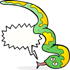 cartoon hissing snake with speech bubble