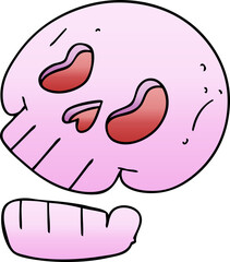 gradient shaded quirky cartoon skull