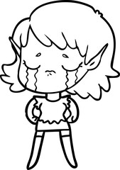 cartoon crying elf girl