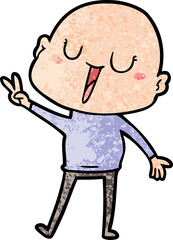 happy cartoon bald man
