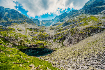 Tatra National Park in Poland. Tatra mountains panorama, Hiking in Gasienicowa valley (Hala Gasienicowa) to Swinica peak near Kasprowy Wierch