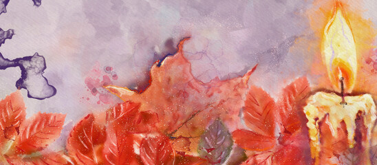 All Saints Day. Watercolor background. Design element..