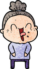cartoon happy old woman