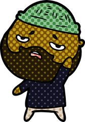 cartoon worried man with beard
