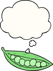 cartoon peas in pod with thought bubble