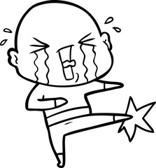 cartoon crying bald man