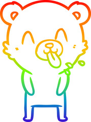 rainbow gradient line drawing of a rude cartoon bear