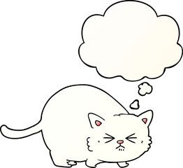 cartoon angry cat with thought bubble in smooth gradient style
