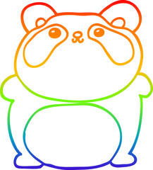 rainbow gradient line drawing of a cartoon panda