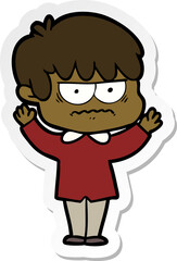 Fototapeta premium sticker of a annoyed cartoon boy