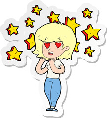 sticker of a cartoon woman in love