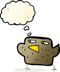 cartoon bird with thought bubble