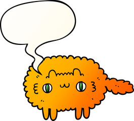 cartoon cat with speech bubble in smooth gradient style
