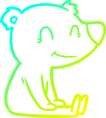 cold gradient line drawing of a sitting bear cartoon
