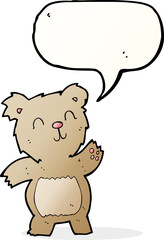 cartoon teddy bear with speech bubble