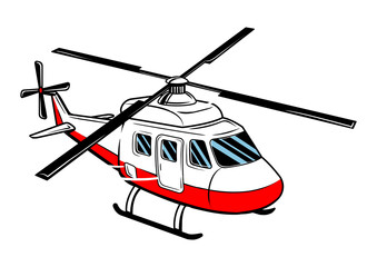 Rescue helicopter pop art PNG illustration with transparent background © Oleksandr Pokusai