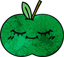 retro grunge texture cartoon of a juicy apple