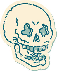 iconic distressed sticker tattoo style image of a skull