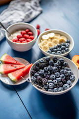 summer fruit breakfast bowl porridge healthy breakfast diet food 