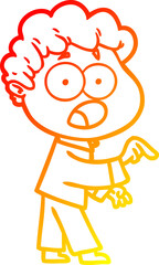 warm gradient line drawing of a cartoon man gasping in surprise
