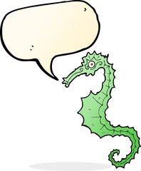 cartoon sea horse with speech bubble