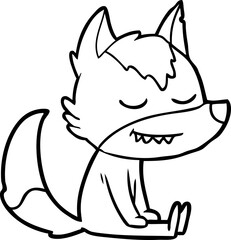 friendly cartoon wolf sitting down