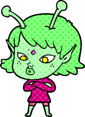 pretty cartoon alien girl