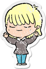 distressed sticker of a cartoon woman