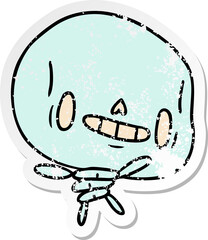 distressed sticker cartoon illustration kawaii cute dead skeleton 