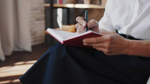 Professional psychologist makes notes at therapy session