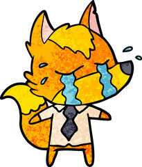 sad little business fox cartoon character