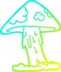 cold gradient line drawing of a cartoon mushroom