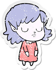 distressed sticker of a cartoon elf girl