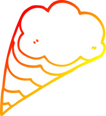 warm gradient line drawing of a cartoon decorative cloud