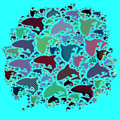 Naklejka premium pattern with fishes