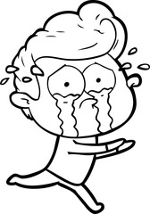cartoon crying man running
