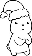 cartoon christmas bear worrying