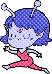 cartoon alien girl jumping