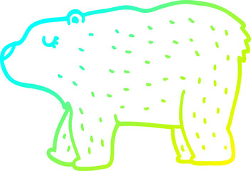 cold gradient line drawing of a cartoon bear