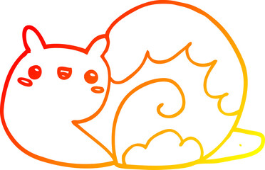 warm gradient line drawing of a cute cartoon snail