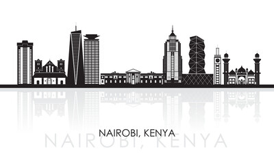 Fototapeta premium Silhouette Skyline panorama of city of Nairobi, Kenya - vector illustration