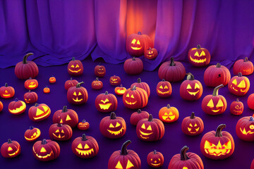 Halloween Pumpkins Background design for poster, cover, banner, sale discount, print ready.