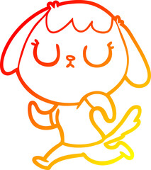 warm gradient line drawing of a cute cartoon dog