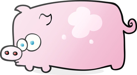 freehand drawn cartoon pig
