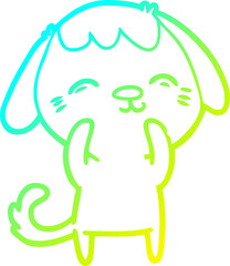 cold gradient line drawing of a happy cartoon dog