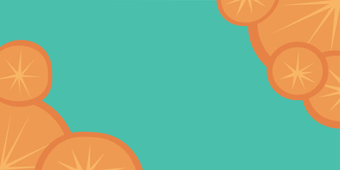 Ripe oranges on a blue background. Summer fruit.