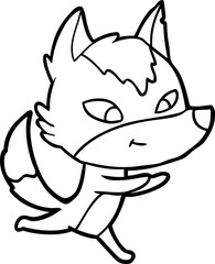 friendly cartoon wolf running
