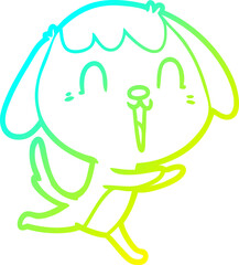 cold gradient line drawing of a cute cartoon dog
